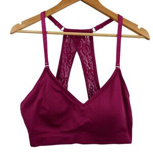 Torrid Curve Racerback Bralette Wireless Bra Size 3 Lace Adjustable Purple Pink